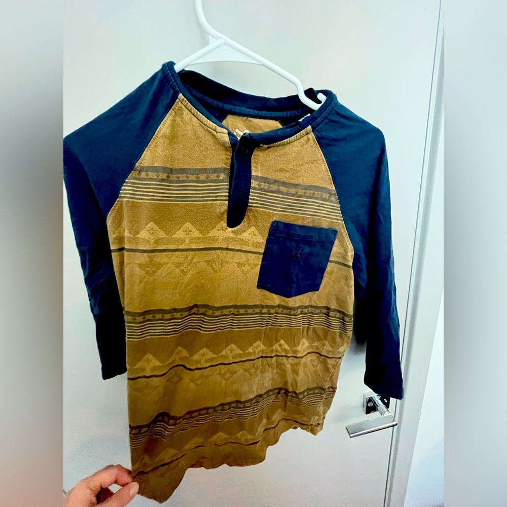 Men’s Small LRG Pattern Shirt Blue Gold Lifted Research Group